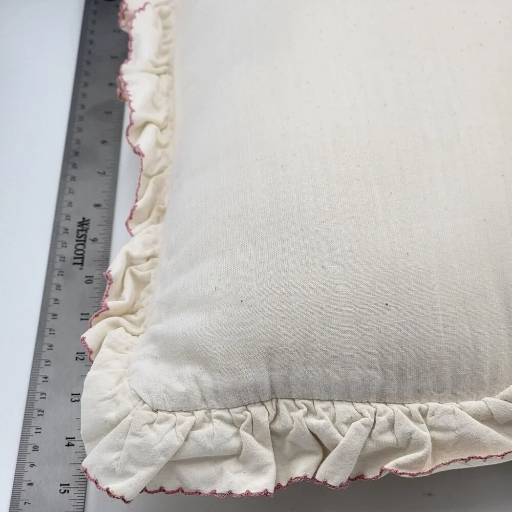 Vintage Quilted 90s 80s Throw Pillow Cottagecore Patchwork Design In Blue/Pink